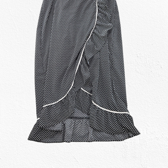 Who What Wear Black White Polka Dot Ruffle Wrap Midi Dress Size Large Officecore - Picture 6 of 10